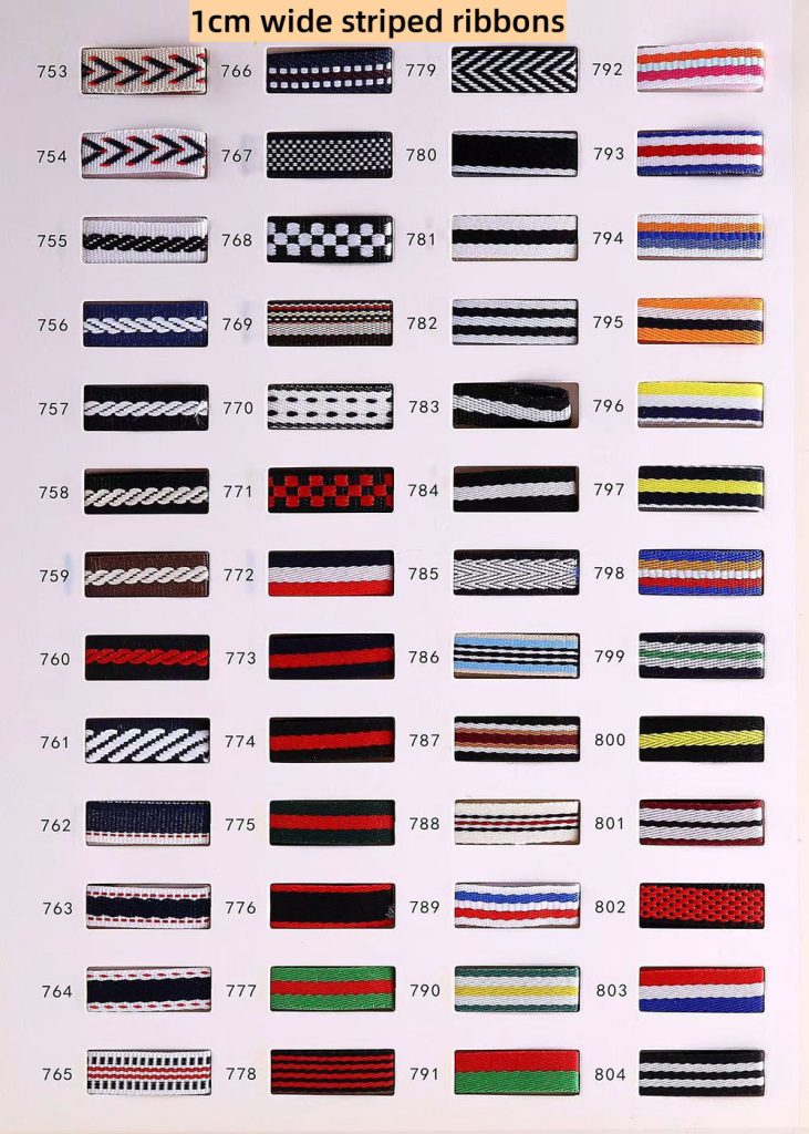 1cm wide striped ribbons 753-804