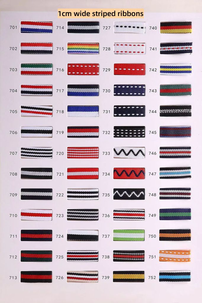 1cm wide striped ribbons701-752
