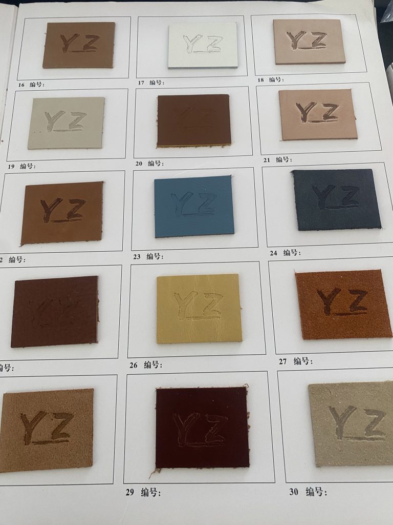 Genuine leather color chart A2
