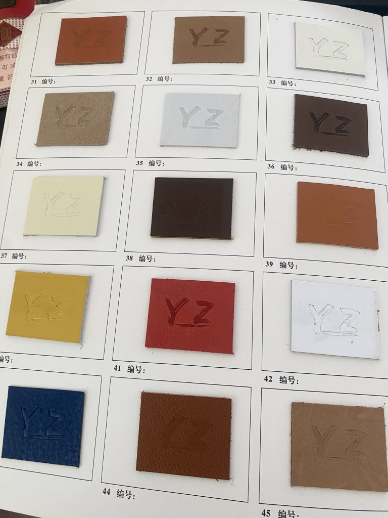 Genuine leather color chart A3