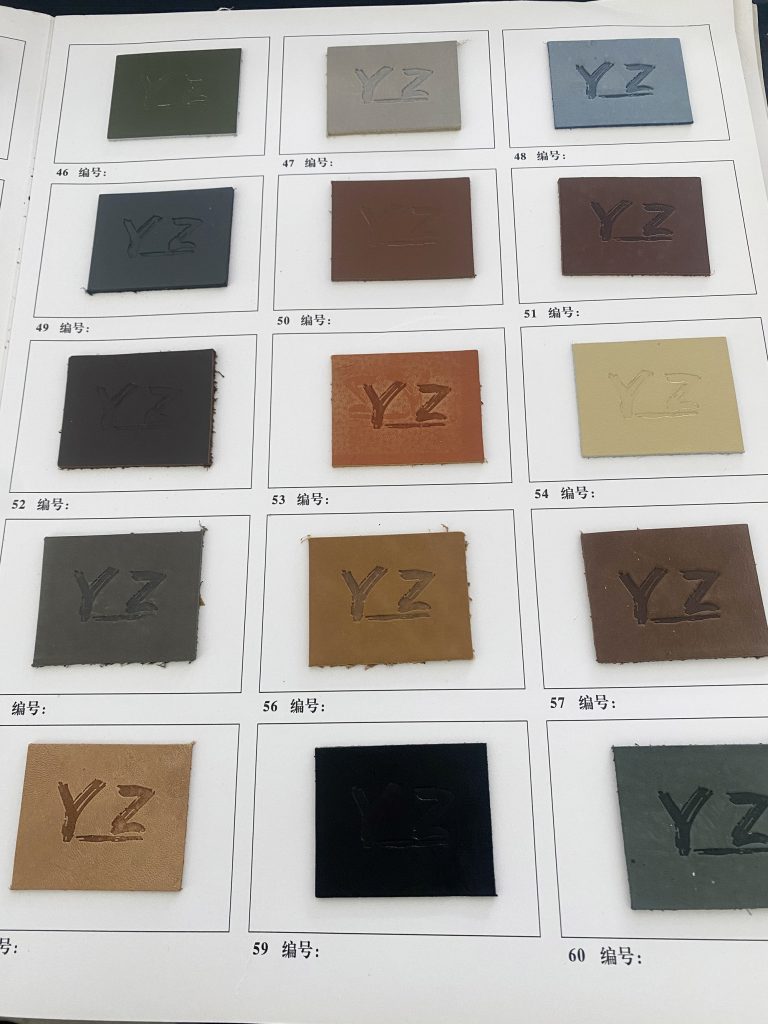 Genuine leather color chart A4